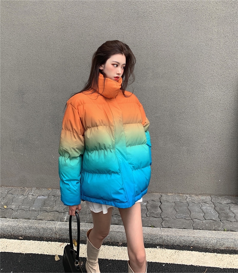 日本未発売グラデーションダウンジャケット コットンコート 韓国 ルーズ 2カラー a1461 日本未発売グラデーションダウンジャケット コットンコート 韓国 ルーズ 2カラー a1461