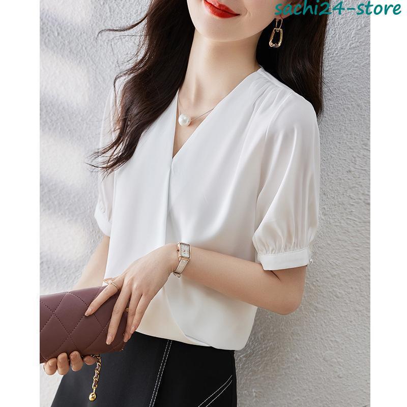 ブラウス 半袖 レディース シャツ トップス 切替 おしゃれ カットソー 重ね着 流行り 夏 Tシャツ 柔らかい チュニック