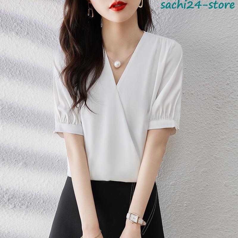 ブラウス 半袖 レディース シャツ トップス 切替 おしゃれ カットソー 重ね着 流行り 夏 Tシャツ 柔らかい チュニック