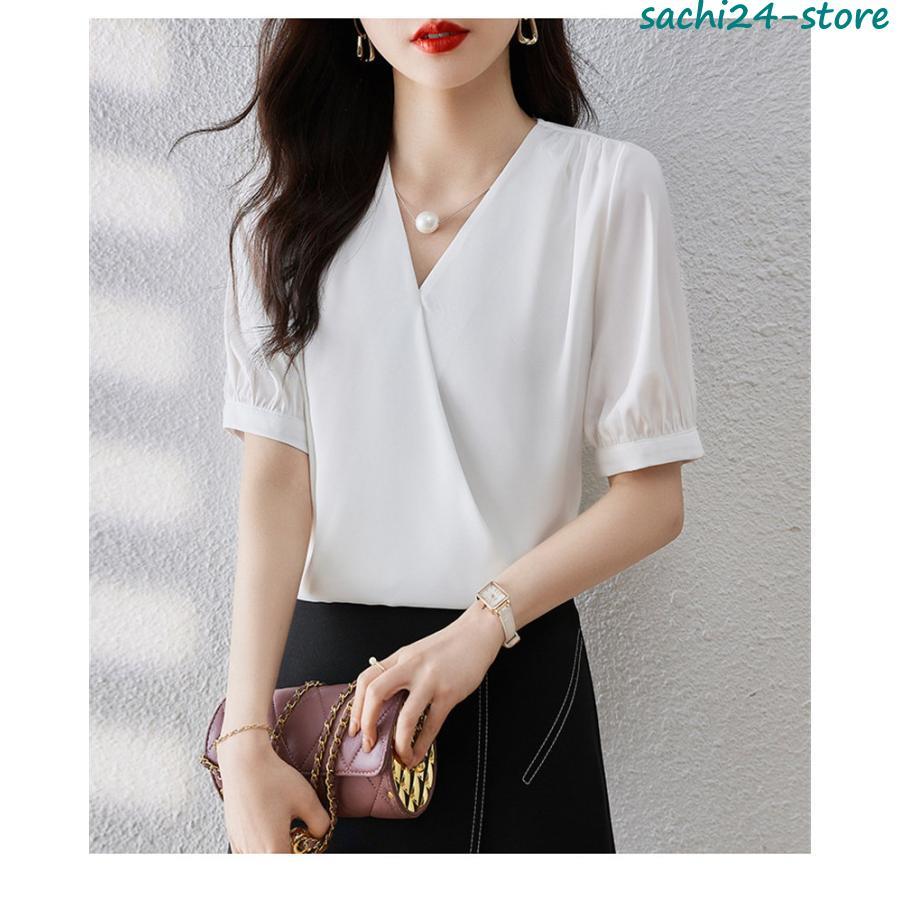 ブラウス 半袖 レディース シャツ トップス 切替 おしゃれ カットソー 重ね着 流行り 夏 Tシャツ 柔らかい チュニック