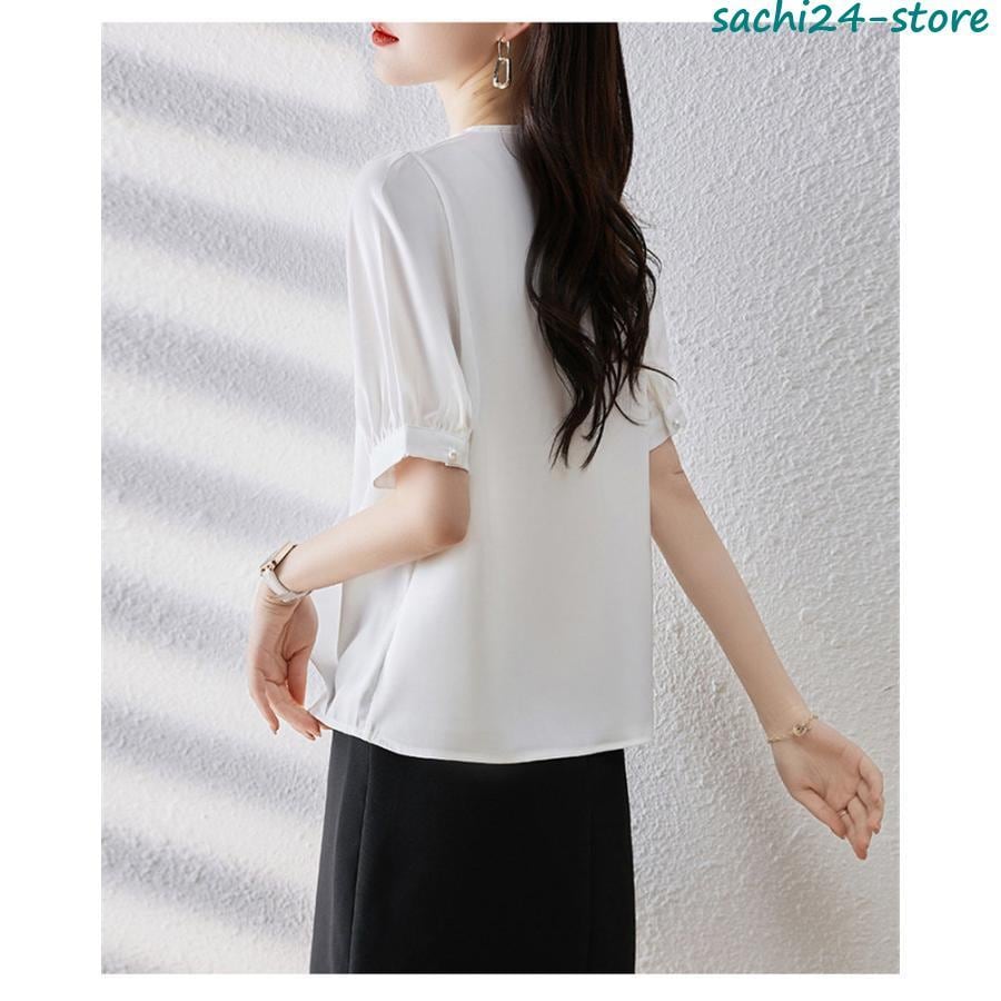 ブラウス 半袖 レディース シャツ トップス 切替 おしゃれ カットソー 重ね着 流行り 夏 Tシャツ 柔らかい チュニック