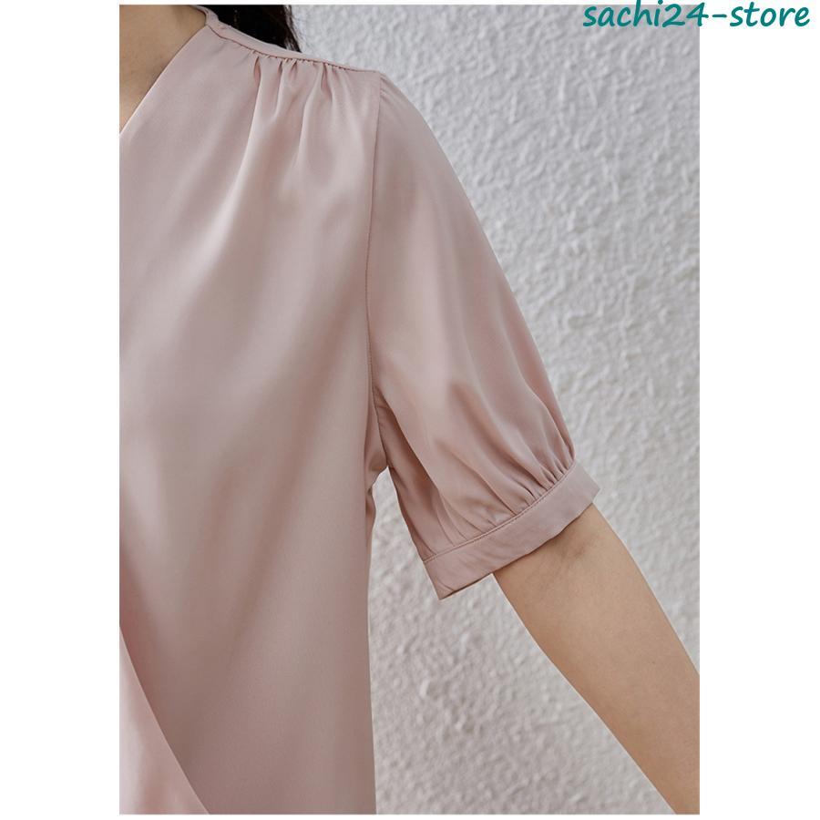 ブラウス 半袖 レディース シャツ トップス 切替 おしゃれ カットソー 重ね着 流行り 夏 Tシャツ 柔らかい チュニック