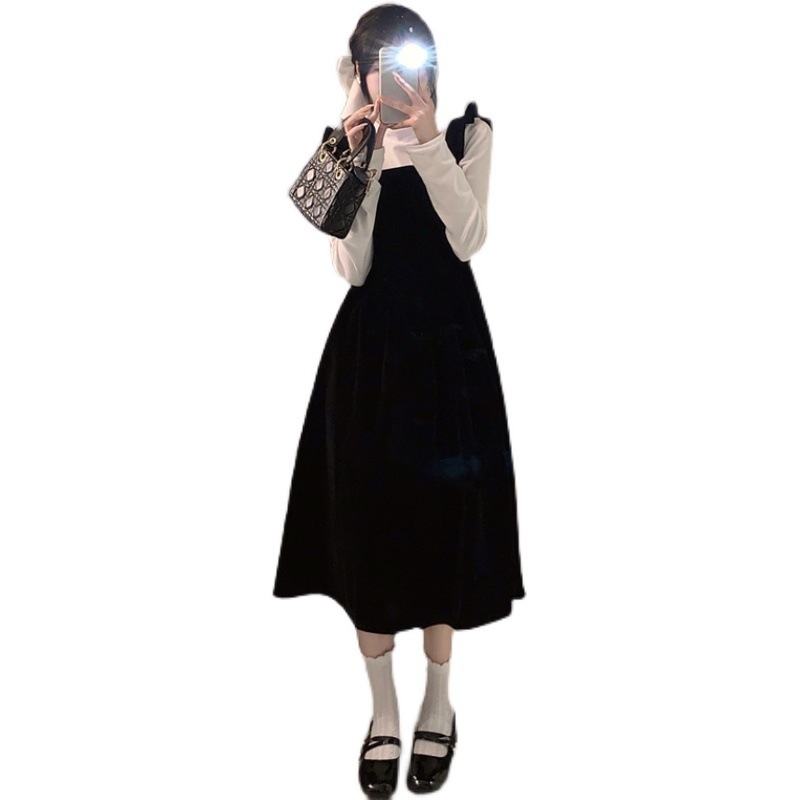 セット売り フレアワンピース ブラック ワンピース トップス ミモレ ミモレ丈 スリム 細身 セット売り フレアワンピース ブラック ワンピース トップス ミモレ ミモレ丈 スリム 細身