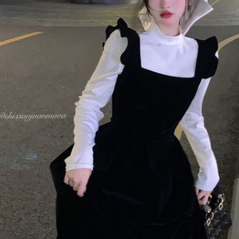 セット売り フレアワンピース ブラック ワンピース トップス ミモレ ミモレ丈 スリム 細身 セット売り フレアワンピース ブラック ワンピース トップス ミモレ ミモレ丈 スリム 細身