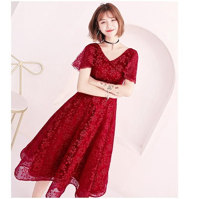 人気新品 ミモレ丈ドレス パーディードレス ウエデ : レディース服 セール国産