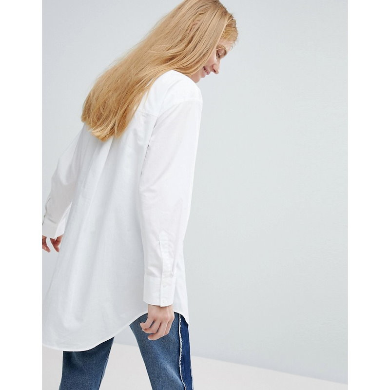 モンキー レディース トップス ブラウス・シャツ【Monki Split Side Shirt】White モンキー レディース トップス ブラウス・シャツ【Monki Split Side Shirt】White