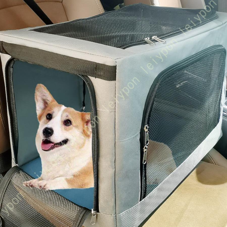 ペット用ドライブボックス 犬 車用 座席 折り畳み式 飛び出し防止 防水通気 洗濯可 犬 猫 運転 ペットキャリー 小中大型犬用 メッシュ メッシュ窓