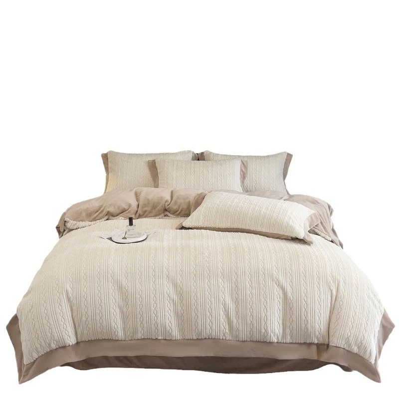 色ミルクベルベット寝具4点セット掛け布団カバー厚みのある暖かいウサギのぬいぐるみ寮用3点セット 色ミルクベルベット寝具4点セット掛け布団カバー厚みのある暖かいウサギのぬいぐるみ寮用3点セット