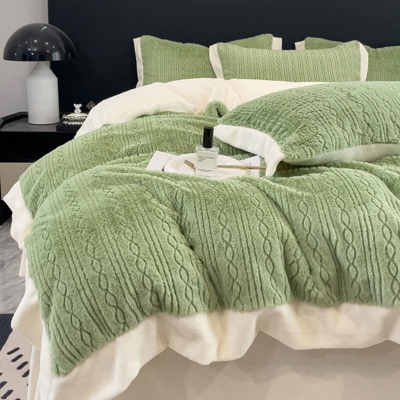 色ミルクベルベット寝具4点セット掛け布団カバー厚みのある暖かいウサギのぬいぐるみ寮用3点セット 色ミルクベルベット寝具4点セット掛け布団カバー厚みのある暖かいウサギのぬいぐるみ寮用3点セット