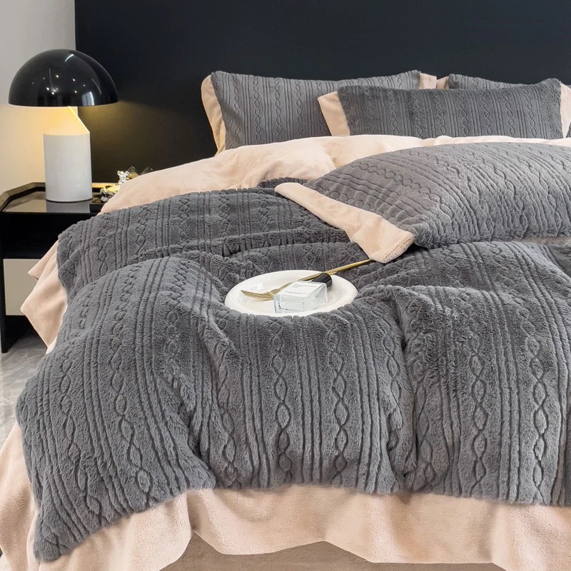 色ミルクベルベット寝具4点セット掛け布団カバー厚みのある暖かいウサギのぬいぐるみ寮用3点セット 色ミルクベルベット寝具4点セット掛け布団カバー厚みのある暖かいウサギのぬいぐるみ寮用3点セット