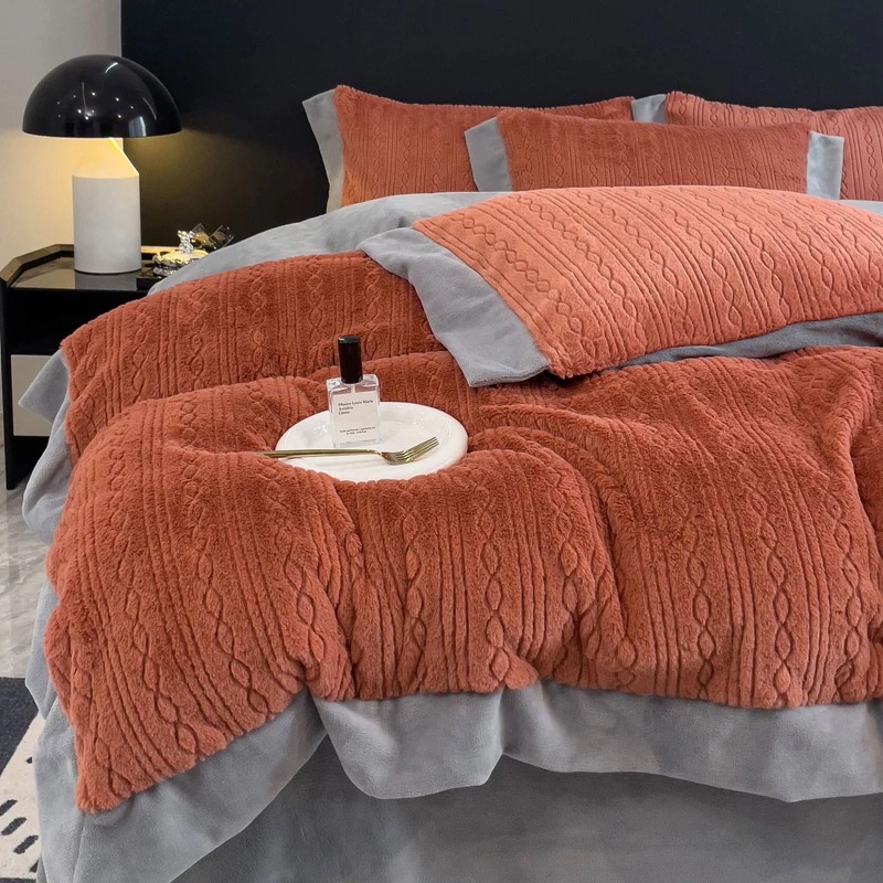 色ミルクベルベット寝具4点セット掛け布団カバー厚みのある暖かいウサギのぬいぐるみ寮用3点セット 色ミルクベルベット寝具4点セット掛け布団カバー厚みのある暖かいウサギのぬいぐるみ寮用3点セット