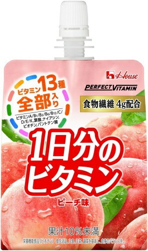 ハウスウェルネス PERFECT VITAMIN 1日分のビタミンゼリー 食物繊維 ピーチ味 180g パウチ 24個入 栄養機能食品