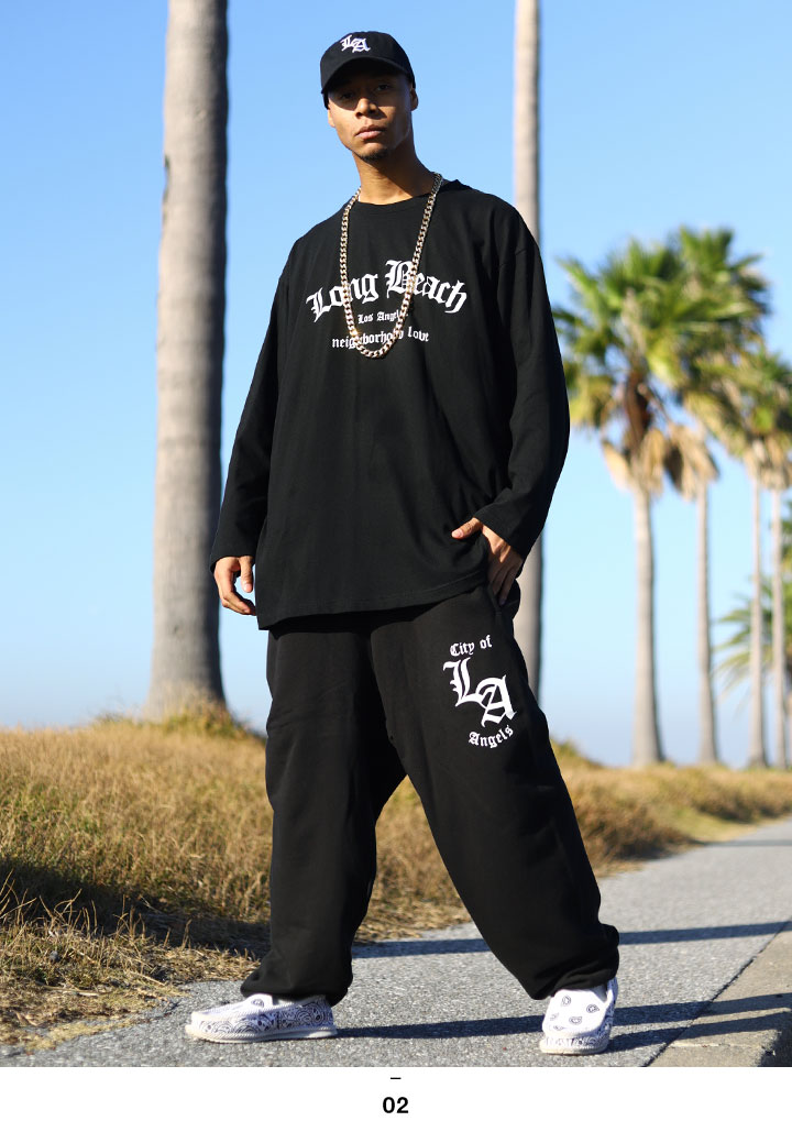 ACE FLAG 上下セット 長袖 ブランド スケボー メンズ 春秋冬用 白/黒 大きいサイズ エースフラッグ セットアップ ロンT 上下 Long Beach