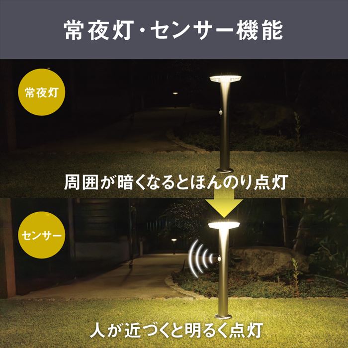 ムサシ ガーデンソーラーセンサーライト LED 5W 丸型 GL-S110SV シルバー