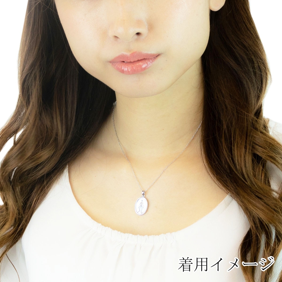 ネックレス レディース メンズ ユニセックス コインモチーフ サージカルステンレス 聖母マリア 不思議のメダイ 教会 お守り 祈り 大きめなトップ おしゃれ キレイ シンプル 可憐 清楚 カジュアル