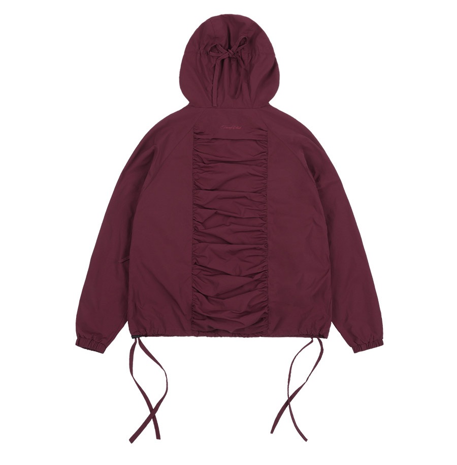 [RIBBON SHIRRING WINDBREAKER] リボンシャーリングウィンドブレーカー / BURGUNDY_CHARCOAL _IVORY