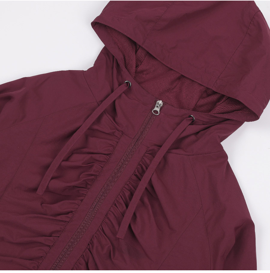 [RIBBON SHIRRING WINDBREAKER] リボンシャーリングウィンドブレーカー / BURGUNDY_CHARCOAL _IVORY