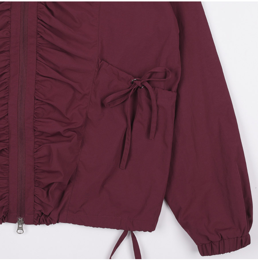 [RIBBON SHIRRING WINDBREAKER] リボンシャーリングウィンドブレーカー / BURGUNDY_CHARCOAL _IVORY