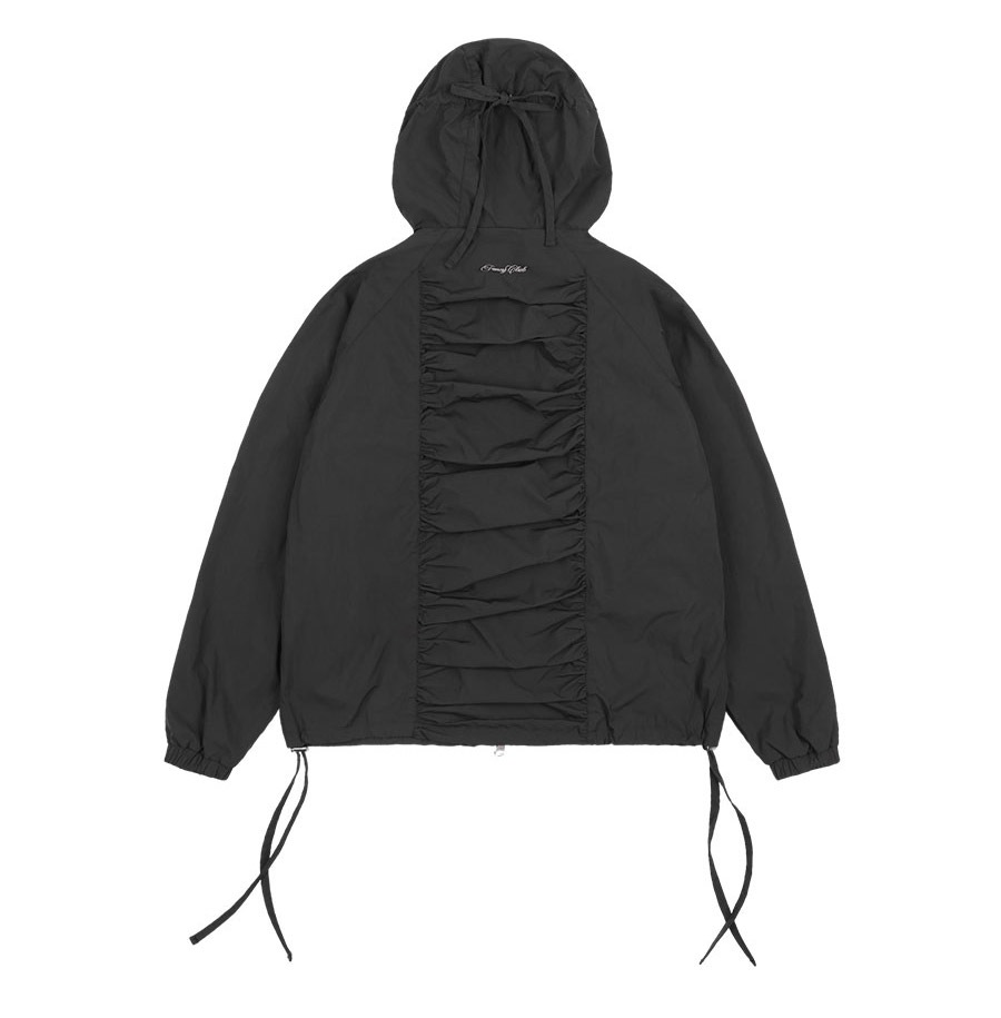 [RIBBON SHIRRING WINDBREAKER] リボンシャーリングウィンドブレーカー / BURGUNDY_CHARCOAL _IVORY