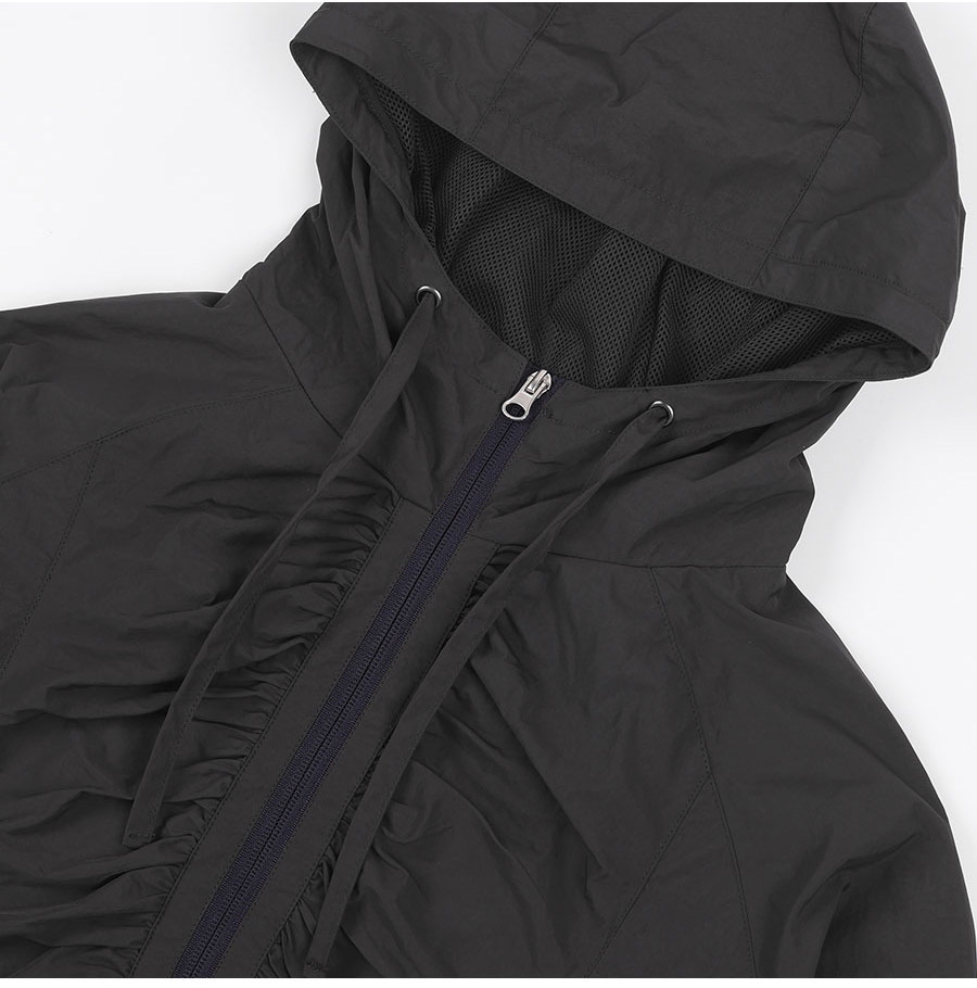 [RIBBON SHIRRING WINDBREAKER] リボンシャーリングウィンドブレーカー / BURGUNDY_CHARCOAL _IVORY
