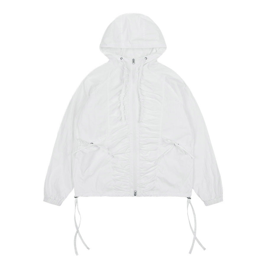[RIBBON SHIRRING WINDBREAKER] リボンシャーリングウィンドブレーカー / BURGUNDY_CHARCOAL _IVORY