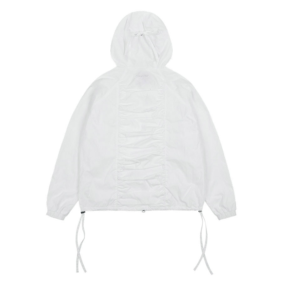 [RIBBON SHIRRING WINDBREAKER] リボンシャーリングウィンドブレーカー / BURGUNDY_CHARCOAL _IVORY