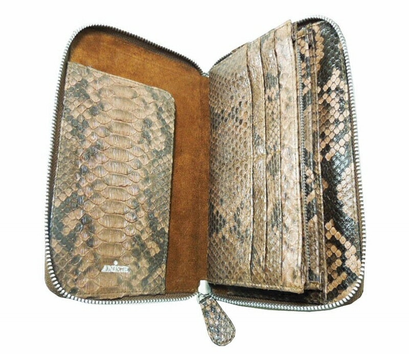 ANiSIE アニシエ レザーコレクション 長財布 高級蛇革パイソン ラウンドジップ 大蛇本革 福財布 クラッチタイプ (Mix Brown) ブラウンミックス 1510002 ANiSIE アニシエ レザーコレクション 長財布 高級蛇革パイソン ラウンドジップ 大蛇本革 福財布 クラッチタイプ (Mix Brown) ブラウンミックス 1510002