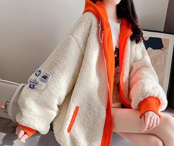 重ね着風 フェイクツーピース レディース ジャケット アウター 上着 ミドル丈 長袖 ストリート ヒップホップ もこもこ ふわふわ ファスナー ポケット フード フリース ベルベット かわいい 重ね着風 フェイクツーピース レディース ジャケット アウター 上着 ミドル丈 長袖 ストリート ヒップホップ もこもこ ふわふわ ファスナー ポケット フード フリース ベルベット かわいい