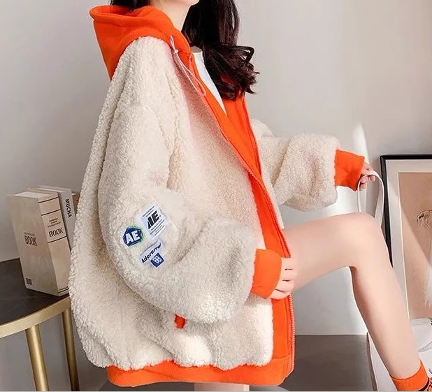 重ね着風 フェイクツーピース レディース ジャケット アウター 上着 ミドル丈 長袖 ストリート ヒップホップ もこもこ ふわふわ ファスナー ポケット フード フリース ベルベット かわいい 重ね着風 フェイクツーピース レディース ジャケット アウター 上着 ミドル丈 長袖 ストリート ヒップホップ もこもこ ふわふわ ファスナー ポケット フード フリース ベルベット かわいい