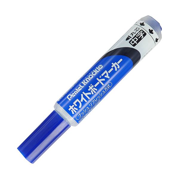(まとめ) ぺんてる ホワイトボードマーカー ノックル 中字丸芯 青 EMWLM-C 1本 (×50セット)