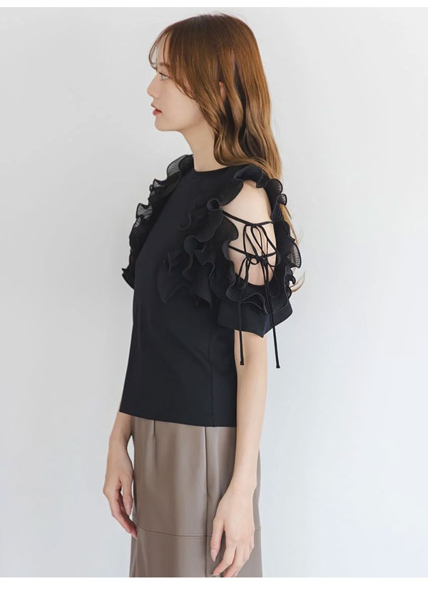 【即納】 スナイデル SNIDEL トップス 25秋冬 プリーツフリルカットプルオーバー 半袖 ミドル丈 swct254128 【即納】 スナイデル SNIDEL トップス 25秋冬 プリーツフリルカットプルオーバー 半袖 ミドル丈 swct254128