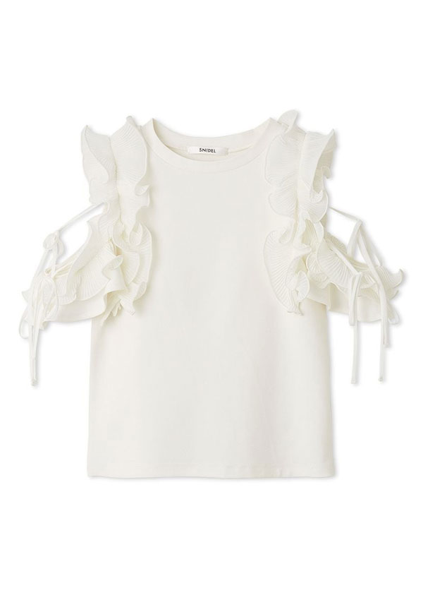 【即納】 スナイデル SNIDEL トップス 25秋冬 プリーツフリルカットプルオーバー 半袖 ミドル丈 swct254128 【即納】 スナイデル SNIDEL トップス 25秋冬 プリーツフリルカットプルオーバー 半袖 ミドル丈 swct254128