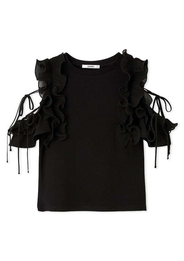 【即納】 スナイデル SNIDEL トップス 25秋冬 プリーツフリルカットプルオーバー 半袖 ミドル丈 swct254128 【即納】 スナイデル SNIDEL トップス 25秋冬 プリーツフリルカットプルオーバー 半袖 ミドル丈 swct254128