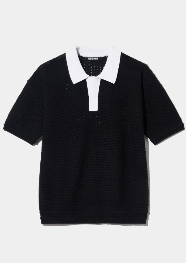 【MAISON MINED】 BUTTER CREAM KNIT HALF SHIRTS