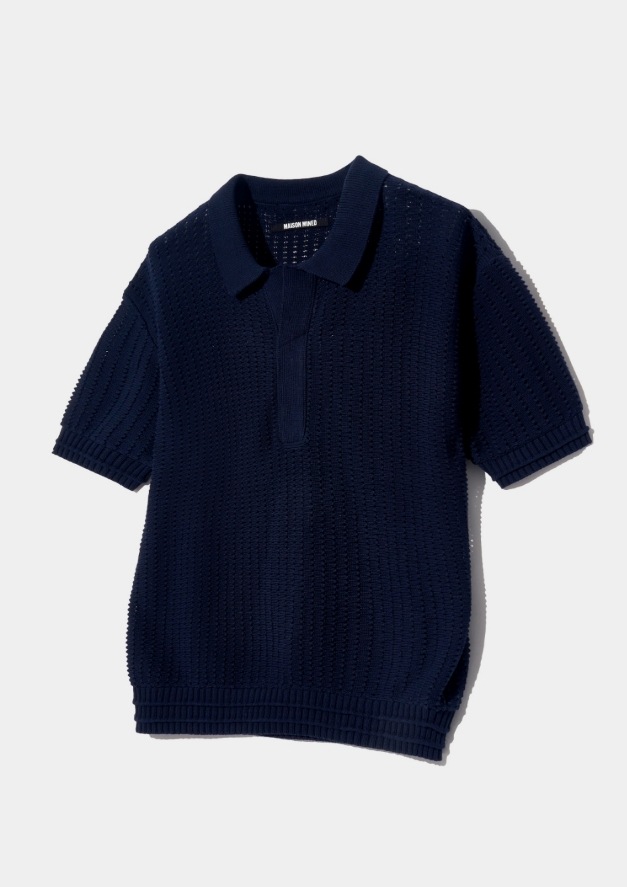 【MAISON MINED】 BUTTER CREAM KNIT HALF SHIRTS