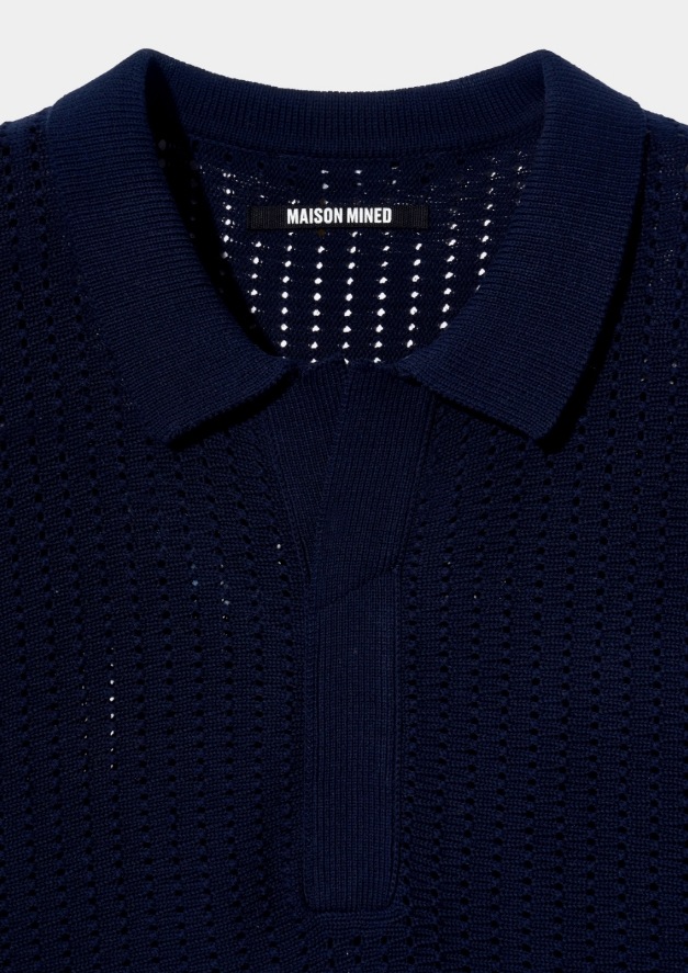 【MAISON MINED】 BUTTER CREAM KNIT HALF SHIRTS