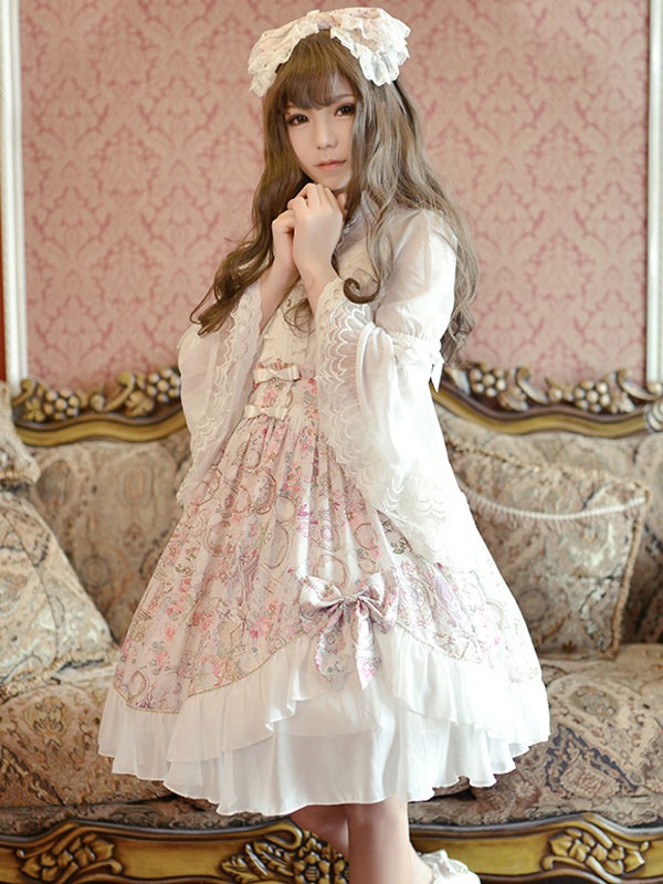 【短納期】ロリィタスカート シフォン プリント柄 カジュアル フリル スウィート 【短納期】ロリィタスカート シフォン プリント柄 カジュアル フリル スウィート