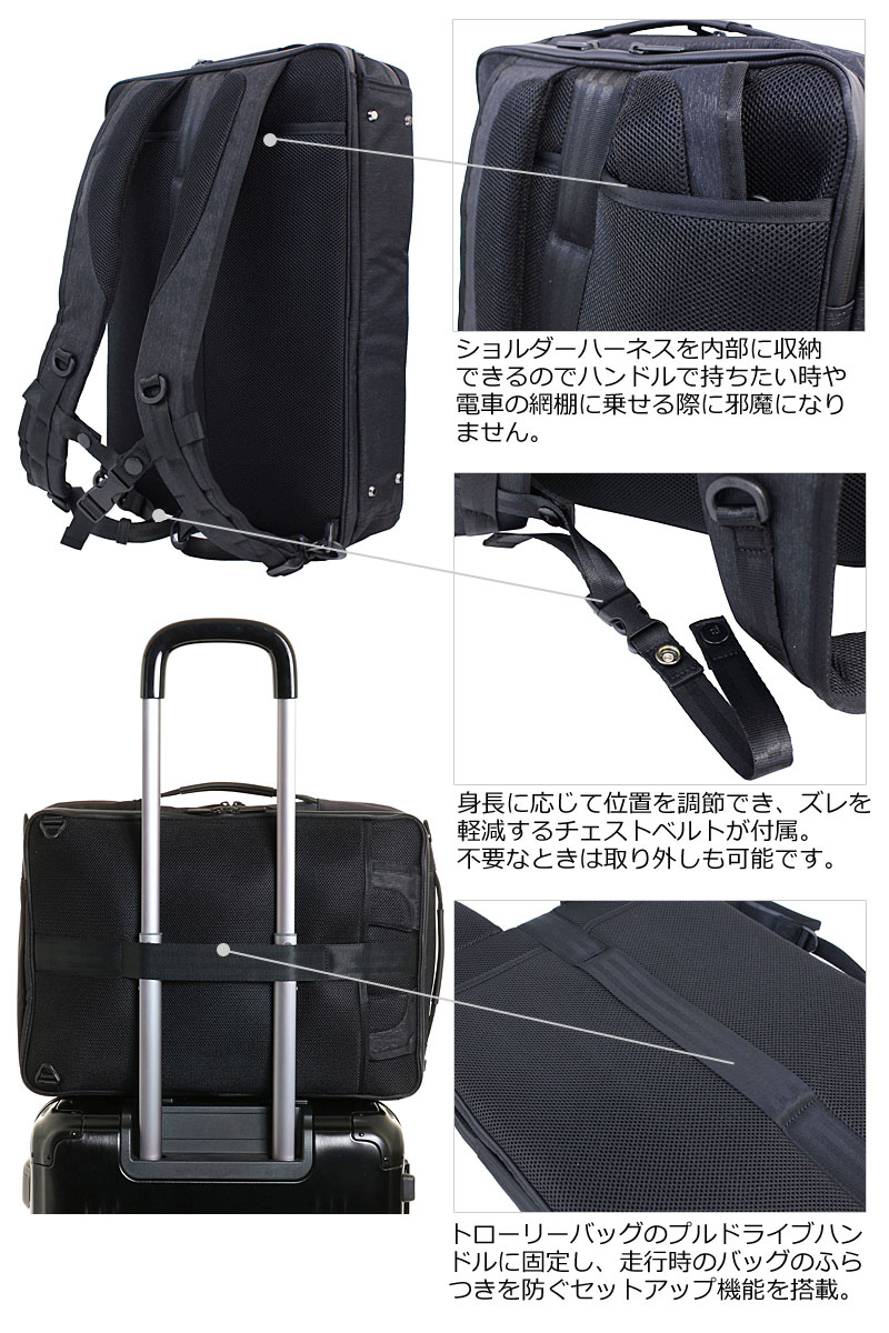 3WAYビジネスバッグ B4 PC収納 ガジェタブル ヘザー 62985