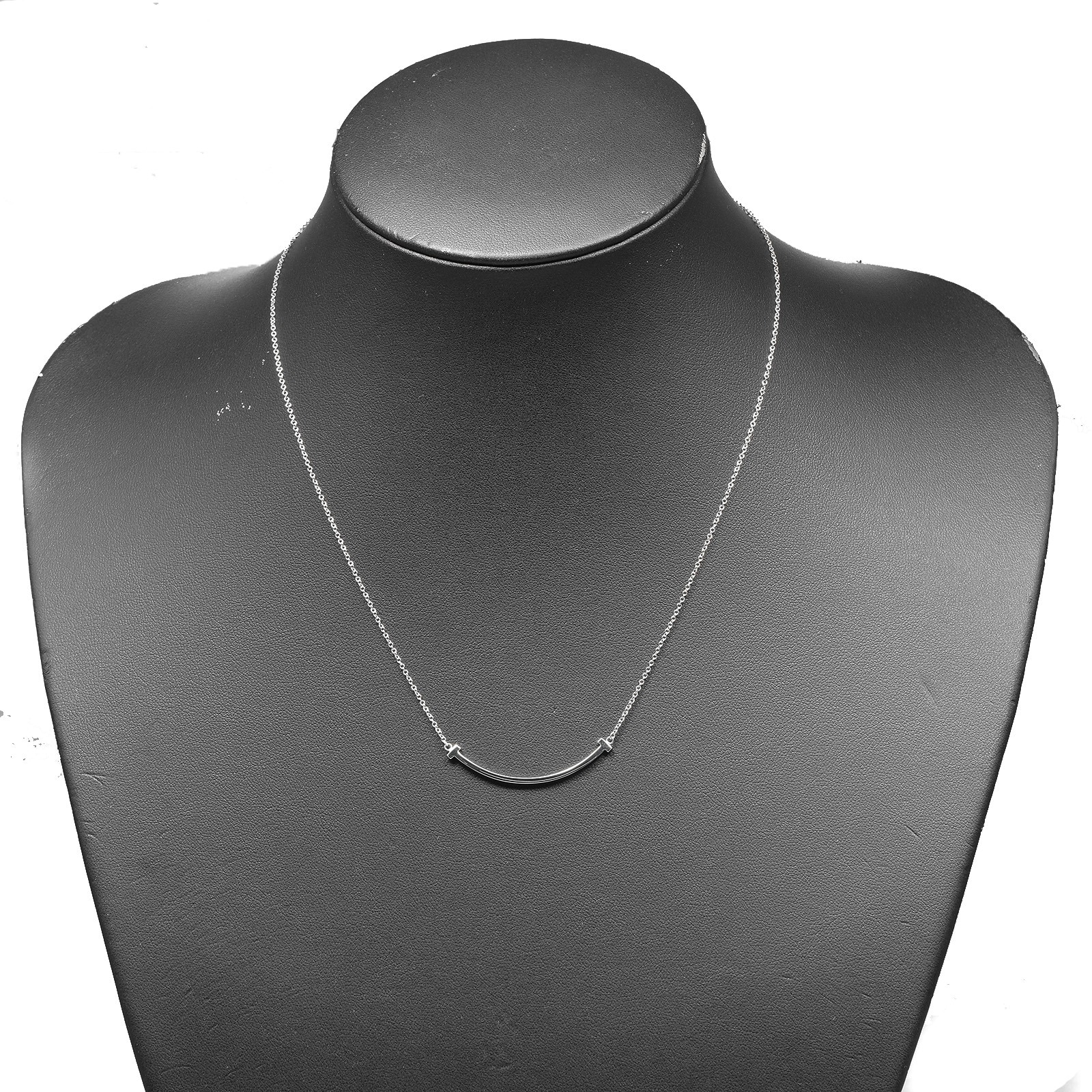 Tスマイル スモール ネックレス K18ホワイトゴールド 約2.9g レディース 中古品 Aランク