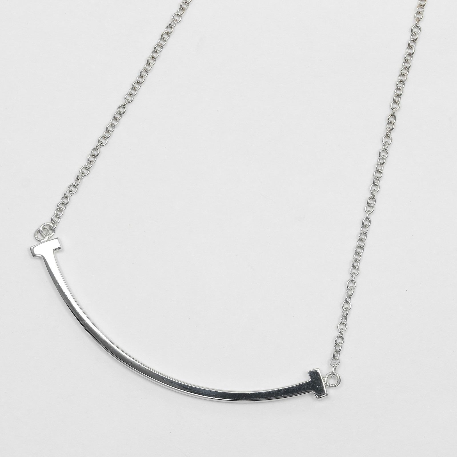 Tスマイル スモール ネックレス K18ホワイトゴールド 約2.9g レディース 中古品 Aランク