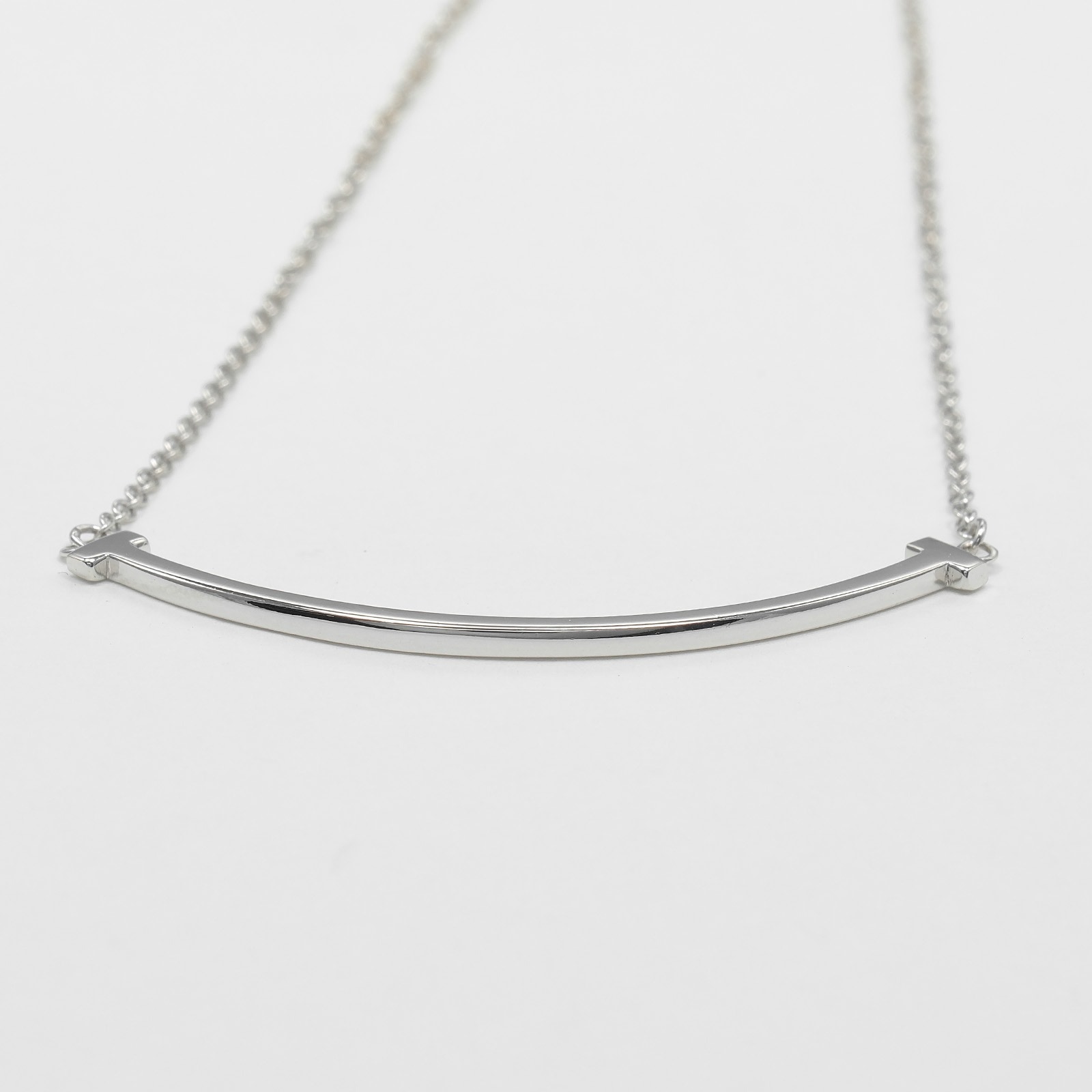 Tスマイル スモール ネックレス K18ホワイトゴールド 約2.9g レディース 中古品 Aランク