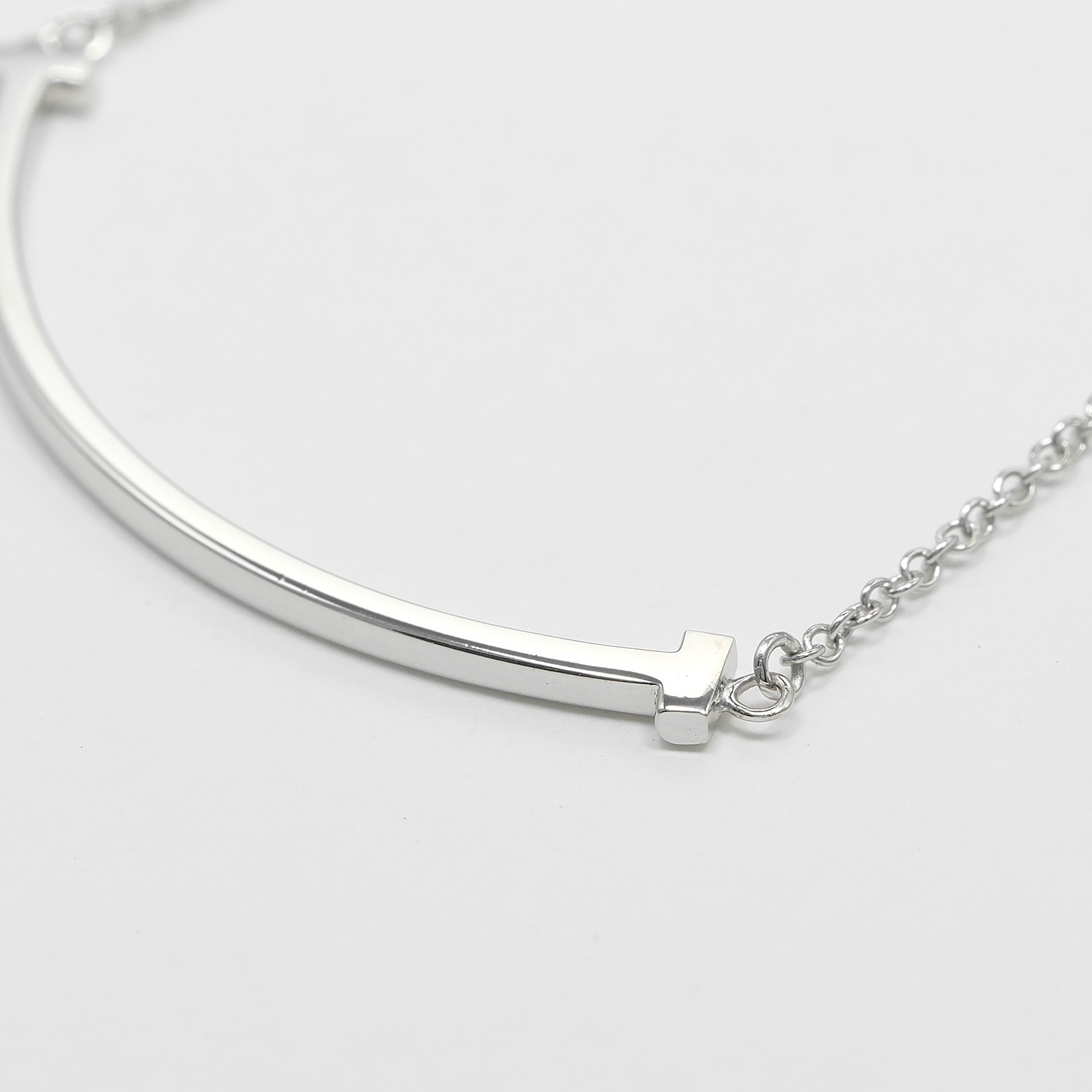 Tスマイル スモール ネックレス K18ホワイトゴールド 約2.9g レディース 中古品 Aランク