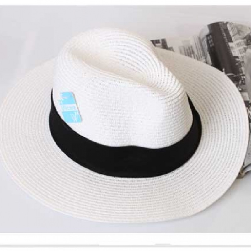 (Ninaspari) ツイストブラックテープ付きプレミアムパナマハットストローハット (7SH139)