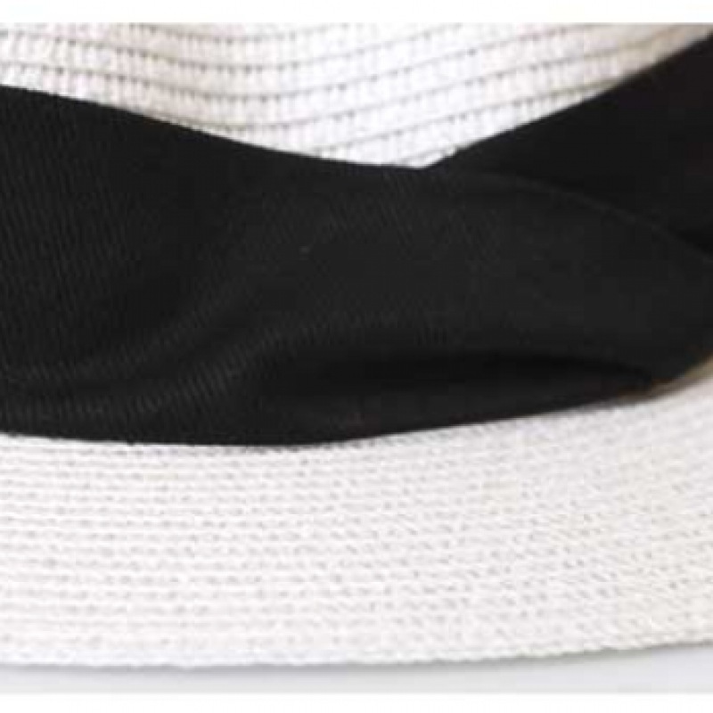 (Ninaspari) ツイストブラックテープ付きプレミアムパナマハットストローハット (7SH139)