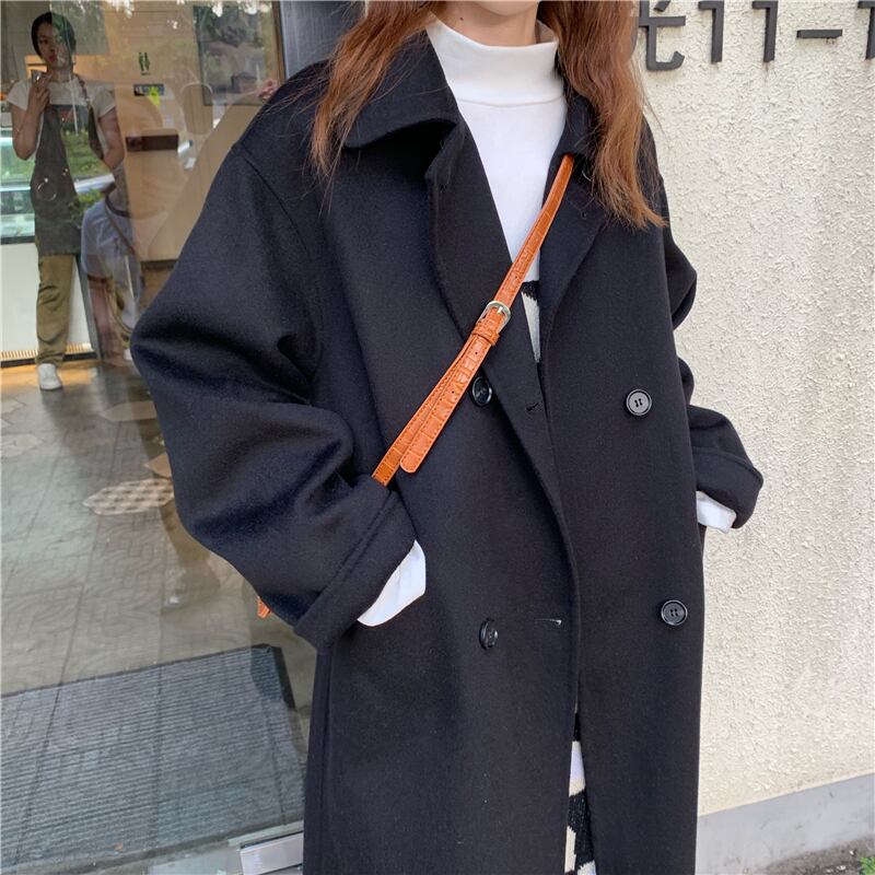 アウター コート ロングコート ロング丈 厚手 襟付き ボタン 長袖 カジュアル シンプル