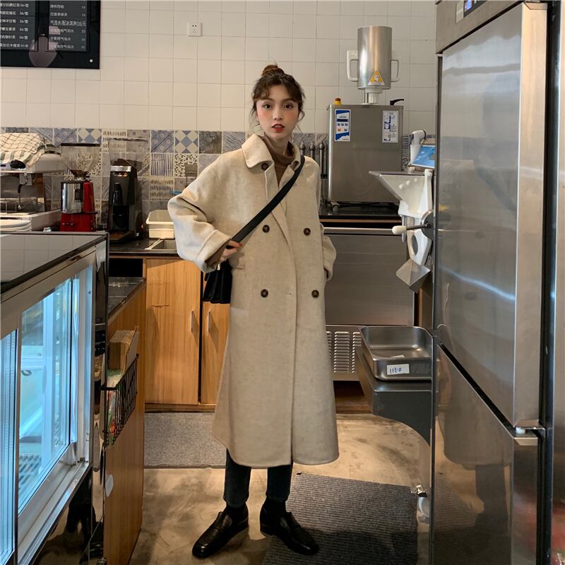 アウター コート ロングコート ロング丈 厚手 襟付き ボタン 長袖 カジュアル シンプル