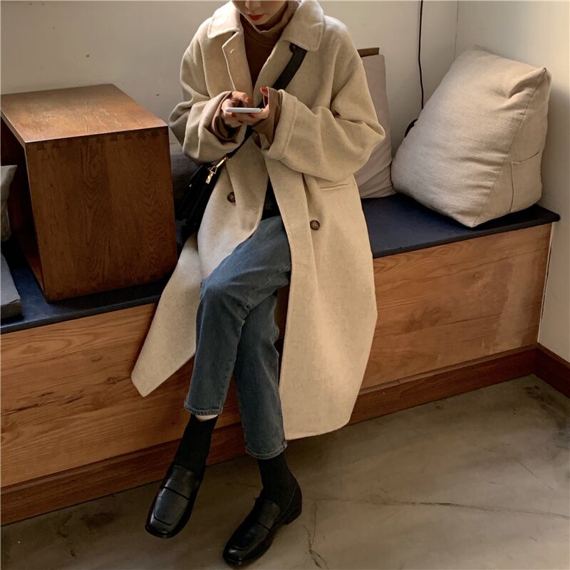 アウター コート ロングコート ロング丈 厚手 襟付き ボタン 長袖 カジュアル シンプル