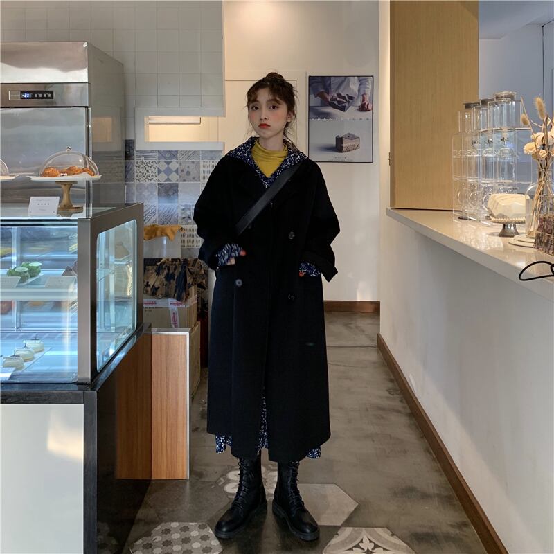 アウター コート ロングコート ロング丈 厚手 襟付き ボタン 長袖 カジュアル シンプル