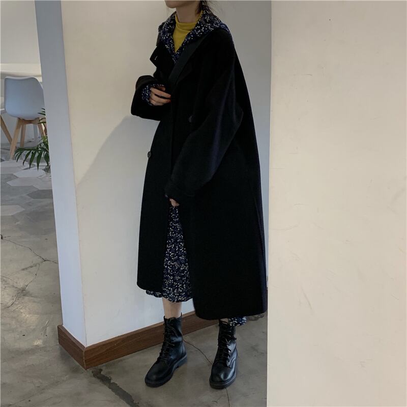 アウター コート ロングコート ロング丈 厚手 襟付き ボタン 長袖 カジュアル シンプル
