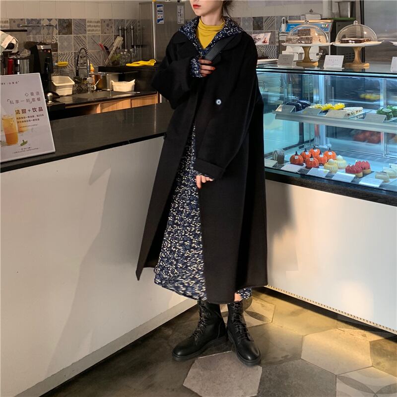 アウター コート ロングコート ロング丈 厚手 襟付き ボタン 長袖 カジュアル シンプル